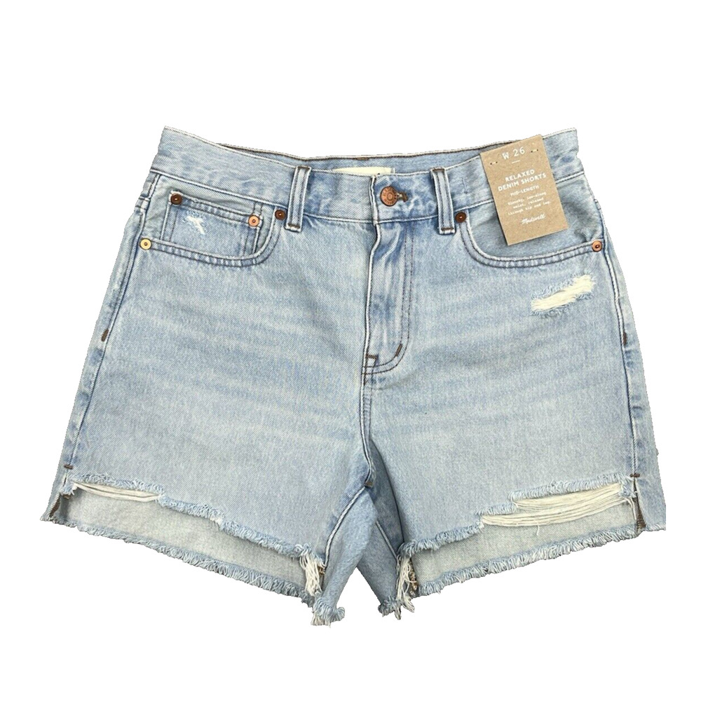 Madewell Light Wash Distressed Denim Jean Shorts